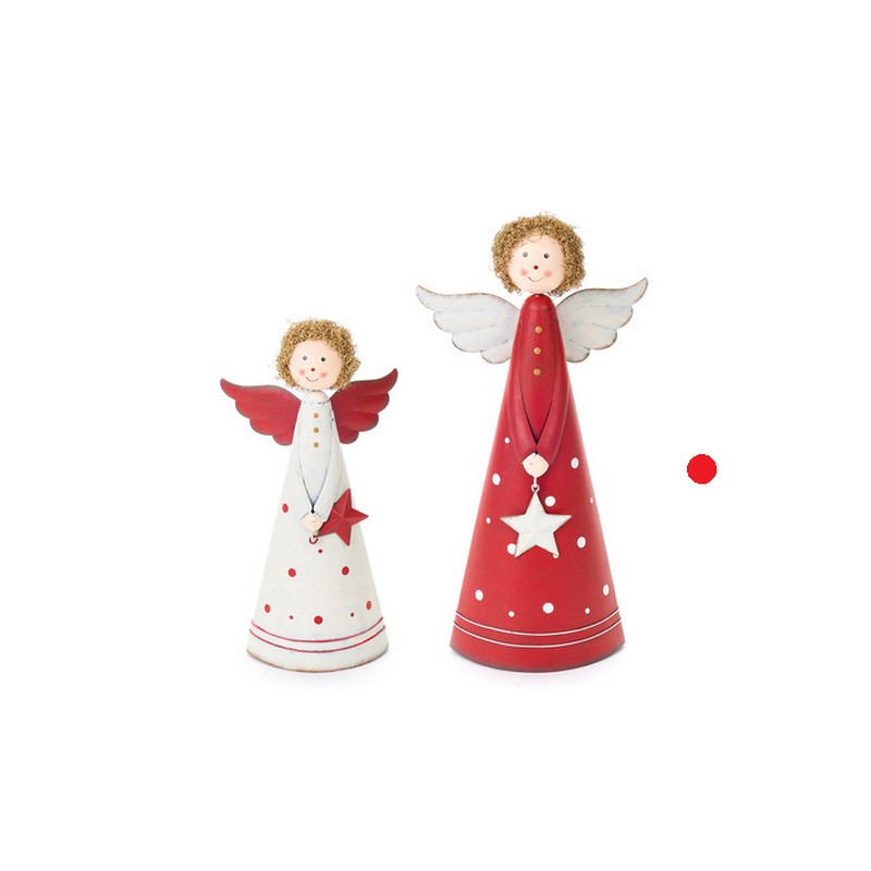 Angelo di Natale in metallo rosso da appoggio, perfetto come decoro natalizio o idea regalo di Natale